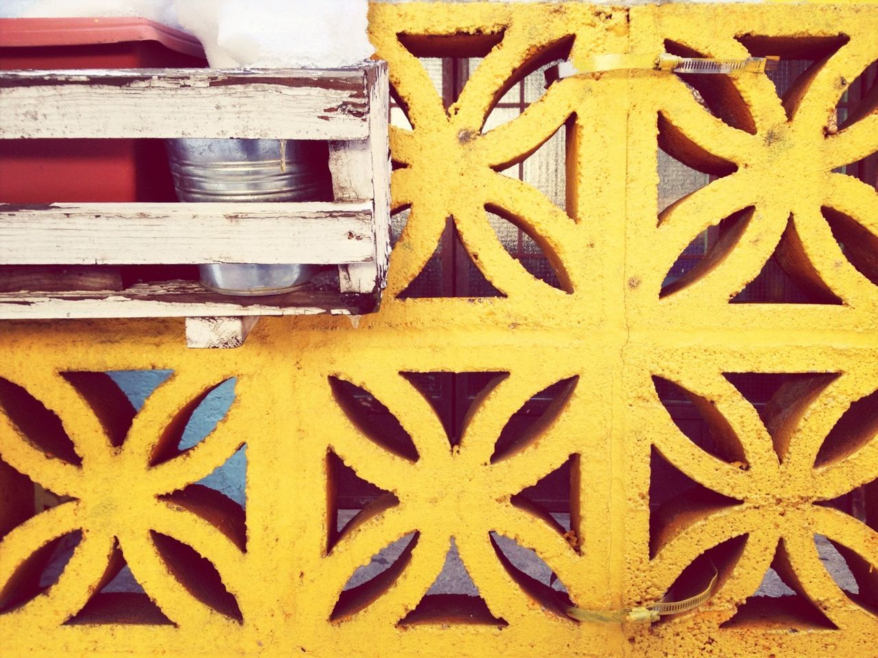 Detail shot of designed yellow wall