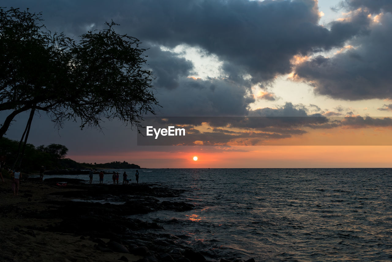 Scenic view of sea against sky at sunset