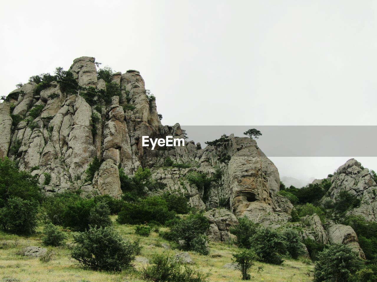 Scenic view of mountain against clear sky