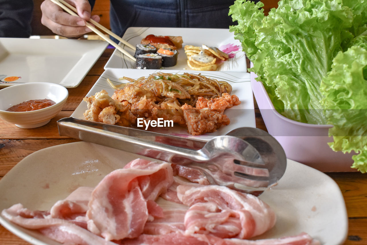 Close-up of food served in plate