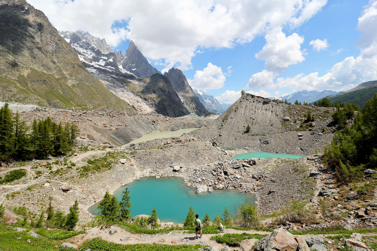 Panoramic view of lake and mountains against sky