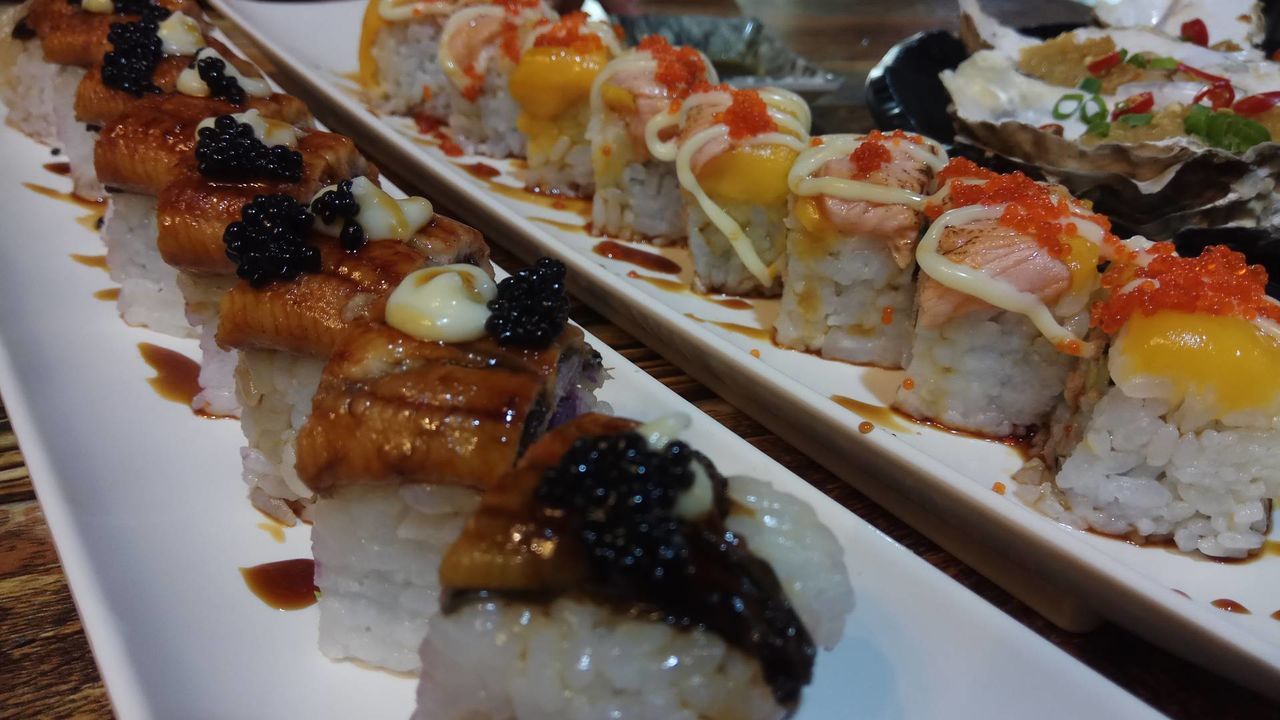 CLOSE-UP OF SERVED FOOD IN TRAY