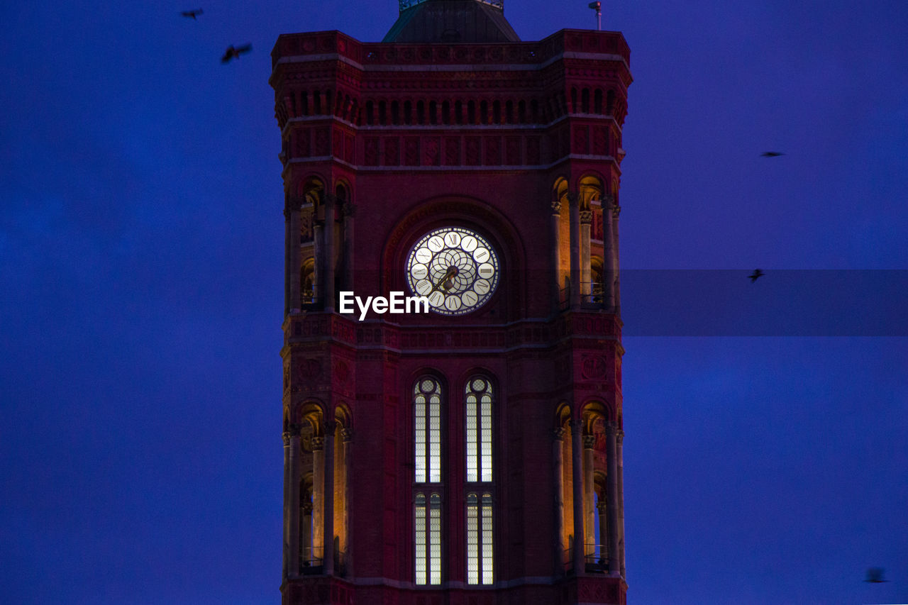 Famous landmark and architecture clock tower, red tower in berlin