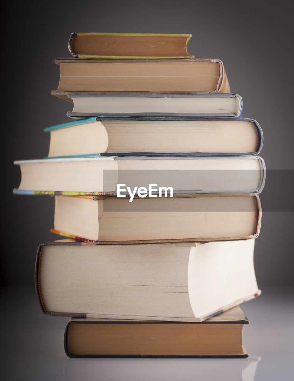 Stack of books on table