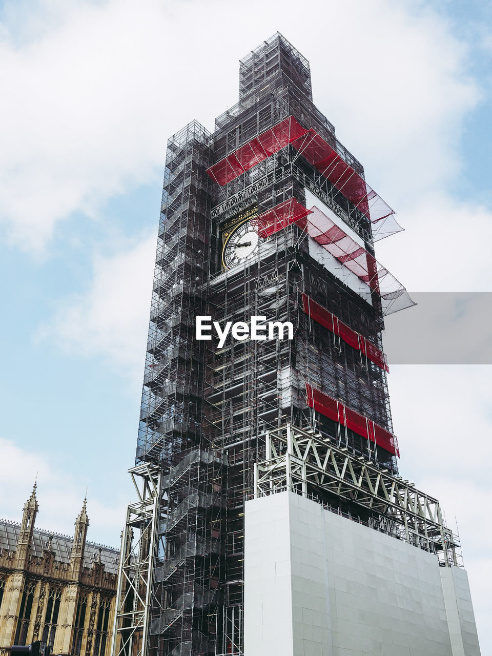 LOW ANGLE VIEW OF BUILDING UNDER CONSTRUCTION