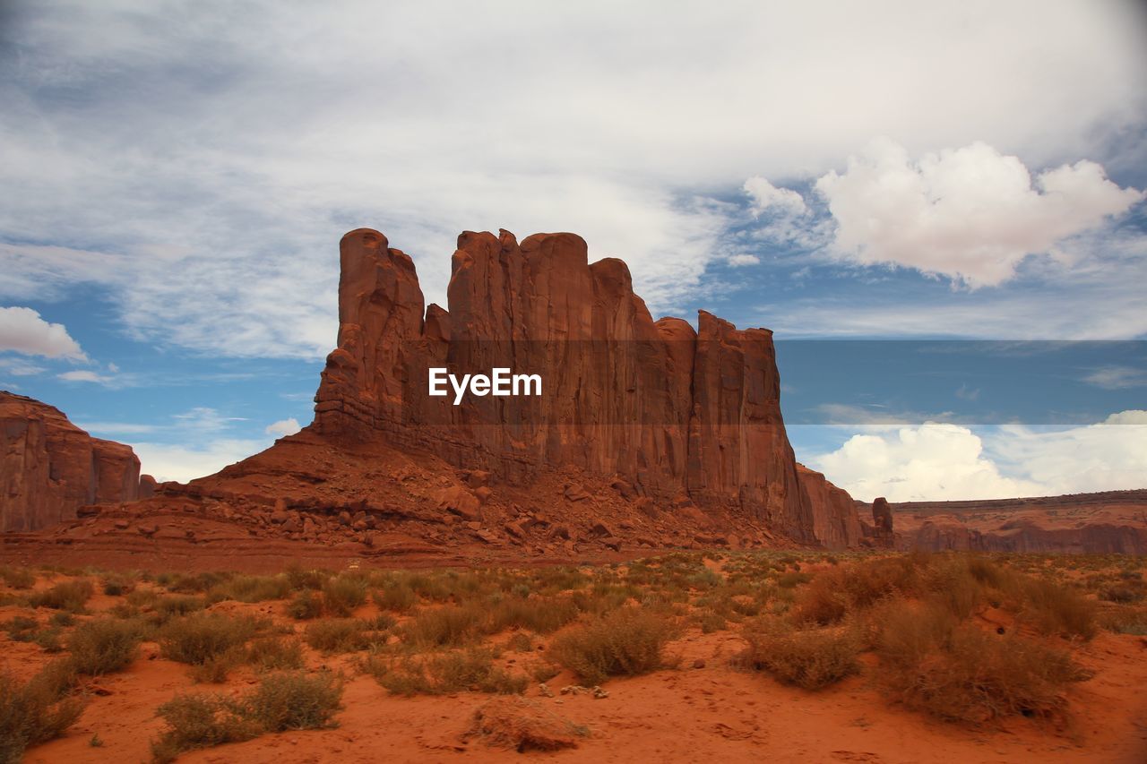 Rock formations on landscape against sky