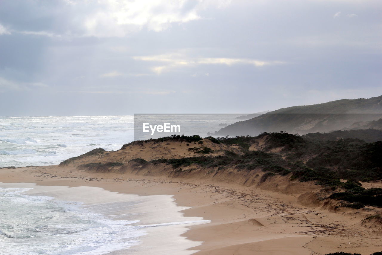 Scenic view of beach against sky