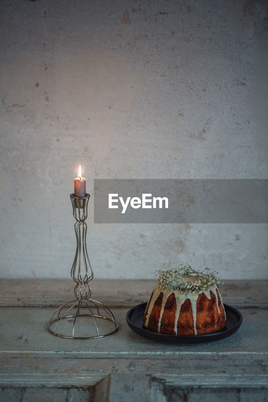 High angle view of cake on table