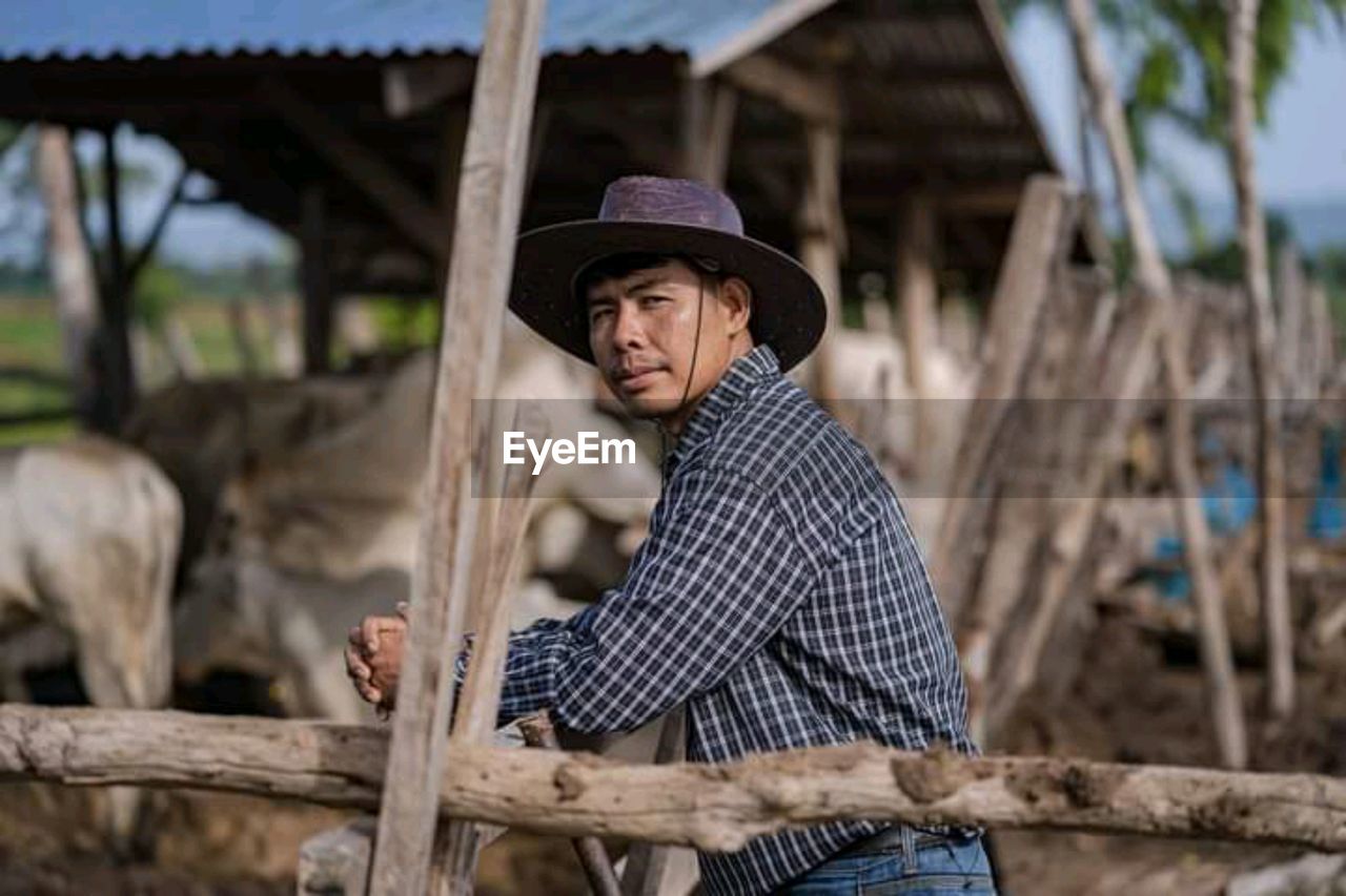 Portrait of man working in farm