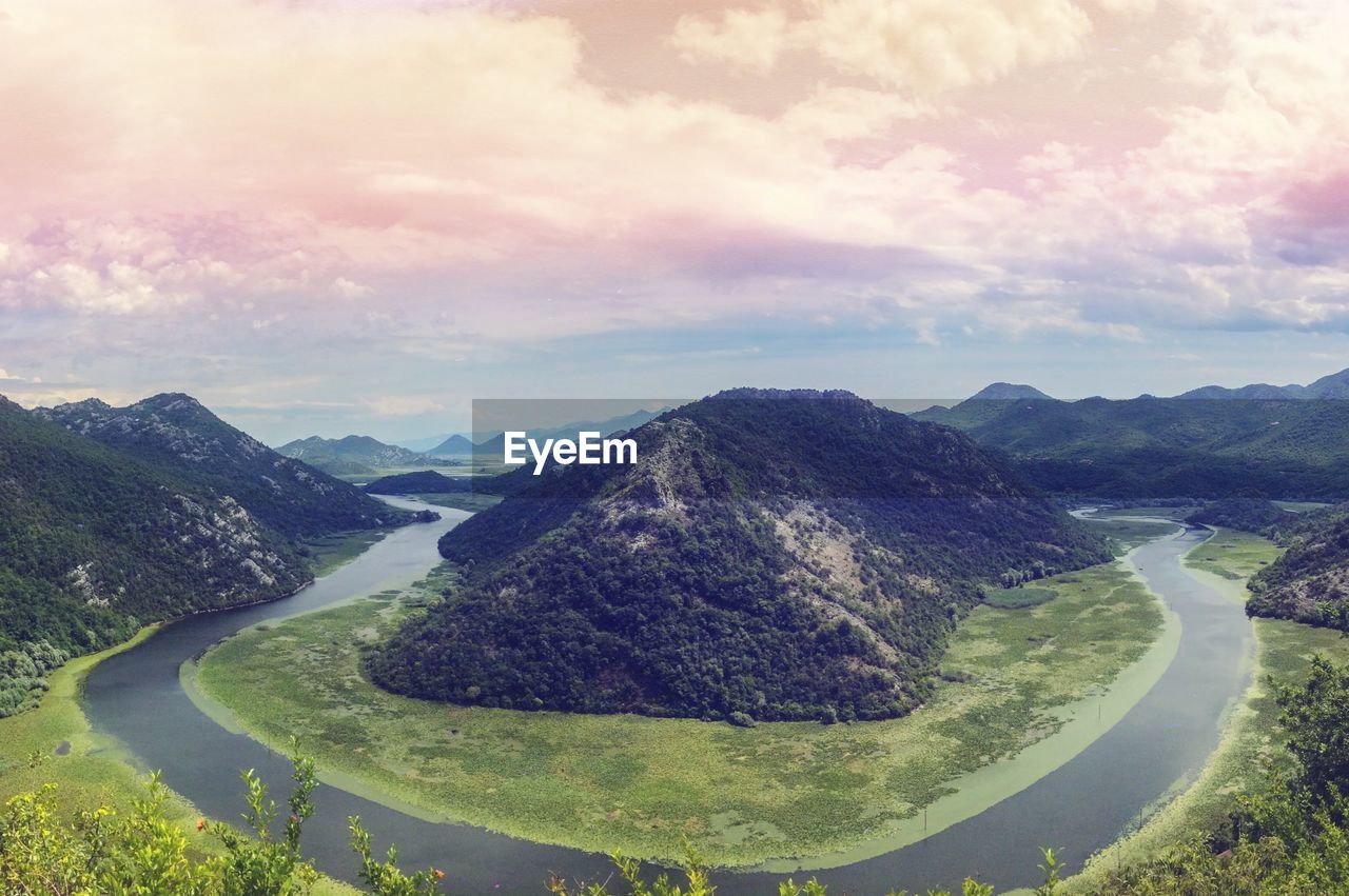 Scenic view of mountains against sky