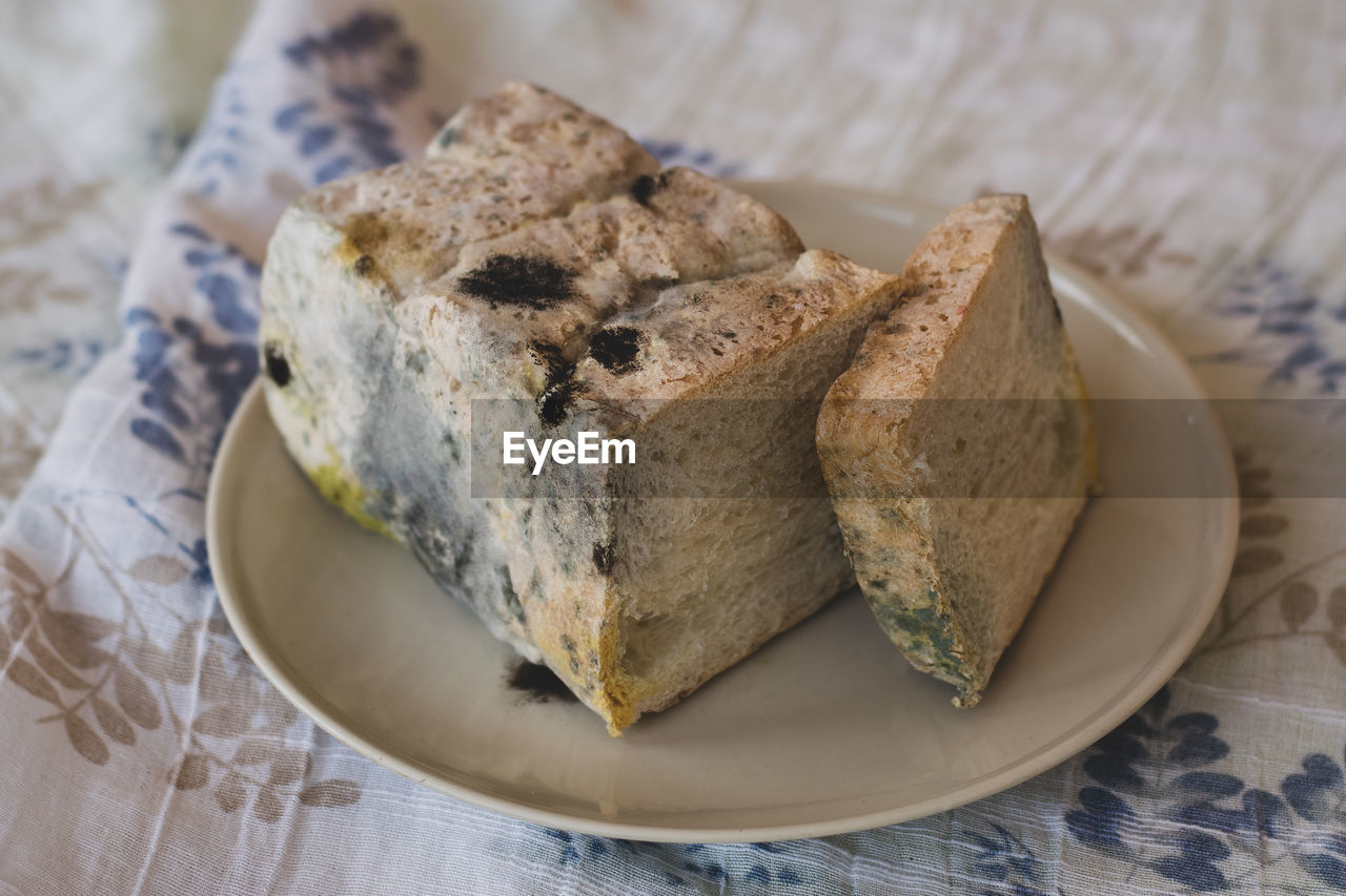 HIGH ANGLE VIEW OF DESSERT IN PLATE