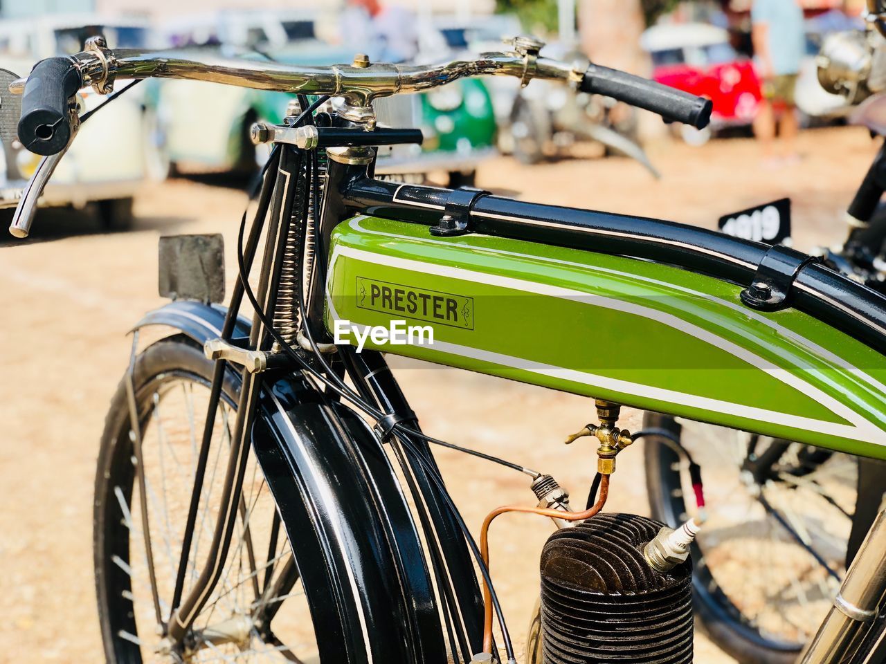 CLOSE-UP OF BICYCLE IN ROW