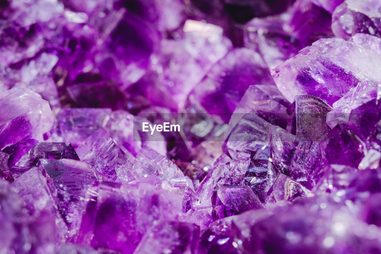 Full frame shot of purple precious gems