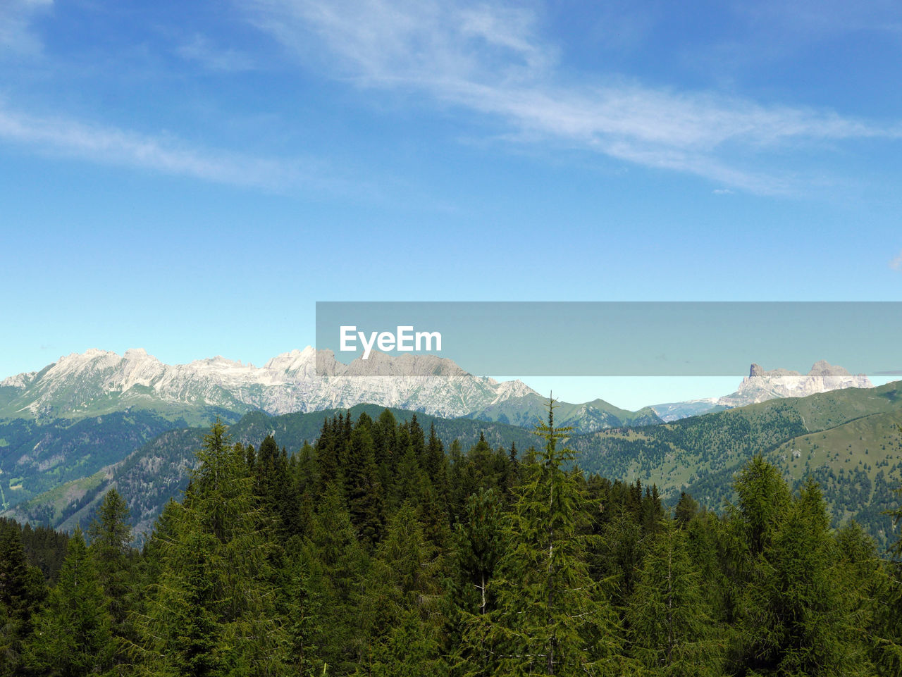 Suggestive view of the green dolomite mountains in summer