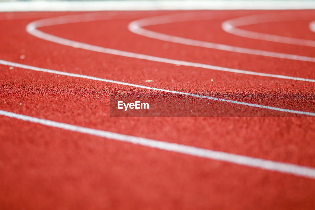 Surface level of empty sports track