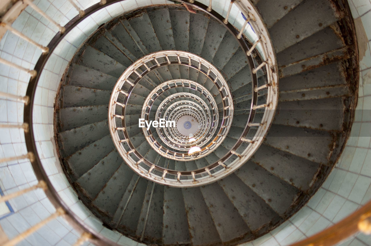 High angle view of spiral staircase