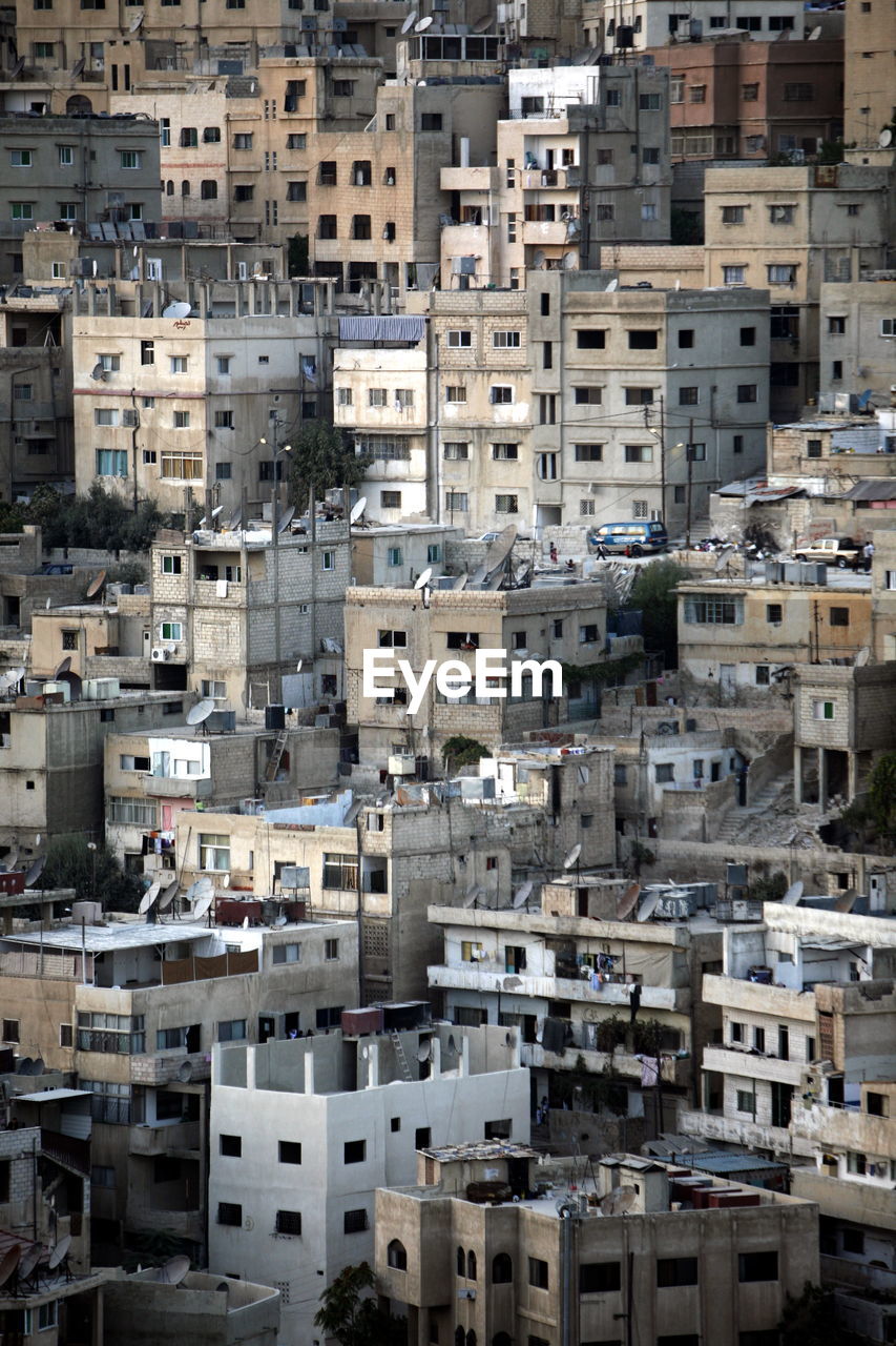 Aerial view of buildings in town