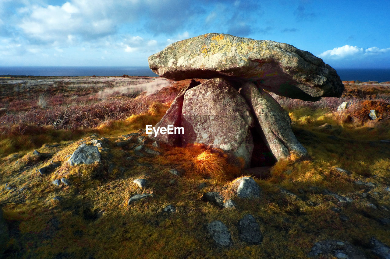 ROCK FORMATIONS ON LAND AGAINST SKY