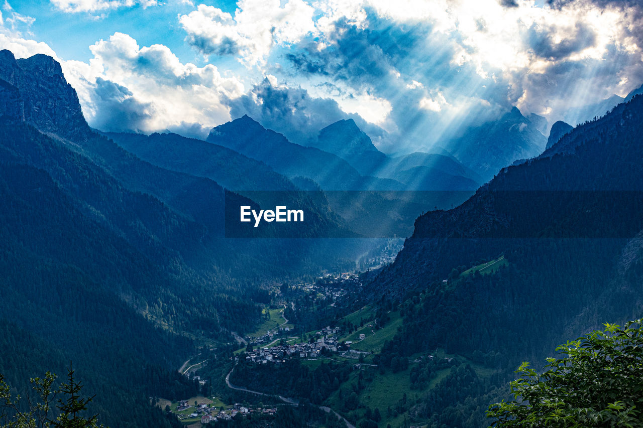 Scenic view of mountains against sky