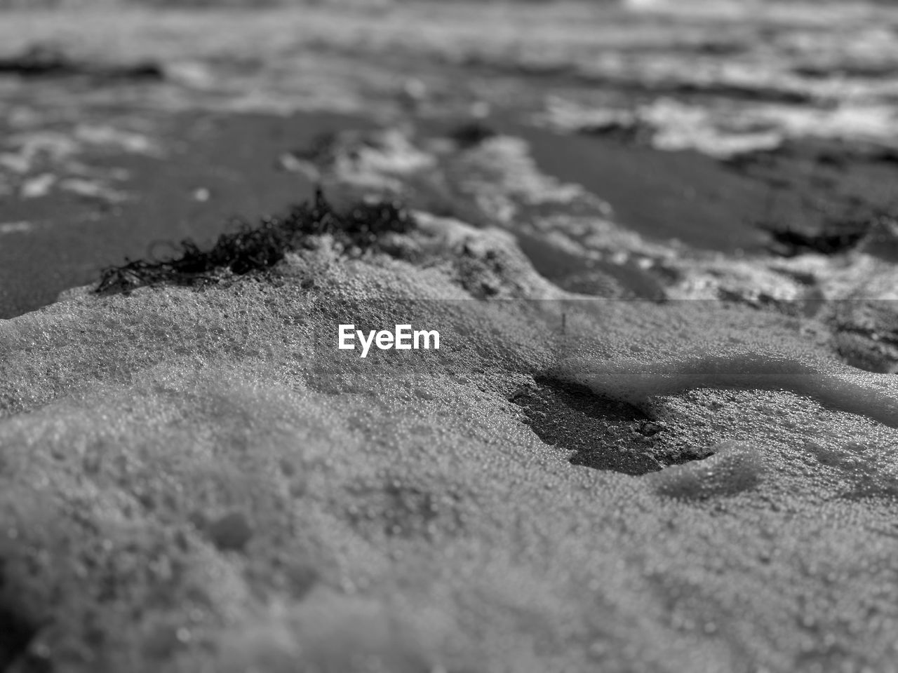 black and white, land, monochrome photography, sand, monochrome, beach, selective focus, nature, rock, no people, water, sea, day, soil, wave, outdoors, black, close-up, environment, white, shore, asphalt, tranquility, coast