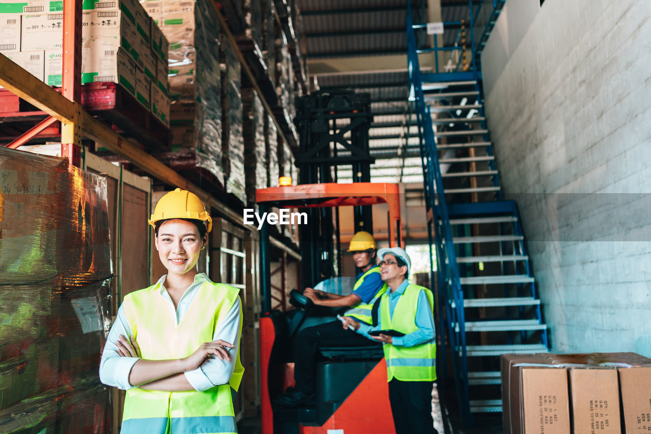 Portrait of people working in warehouse