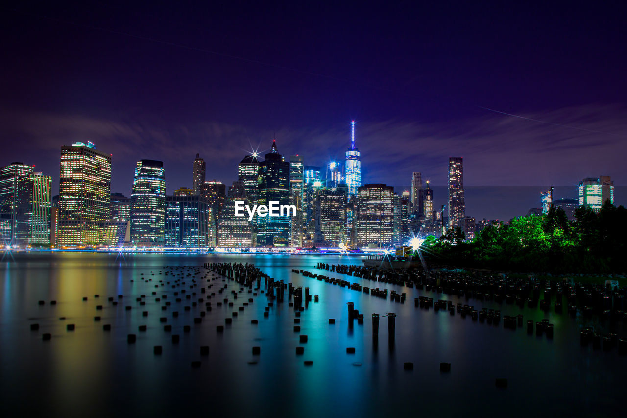 Nyc skyline at night from brooklyn