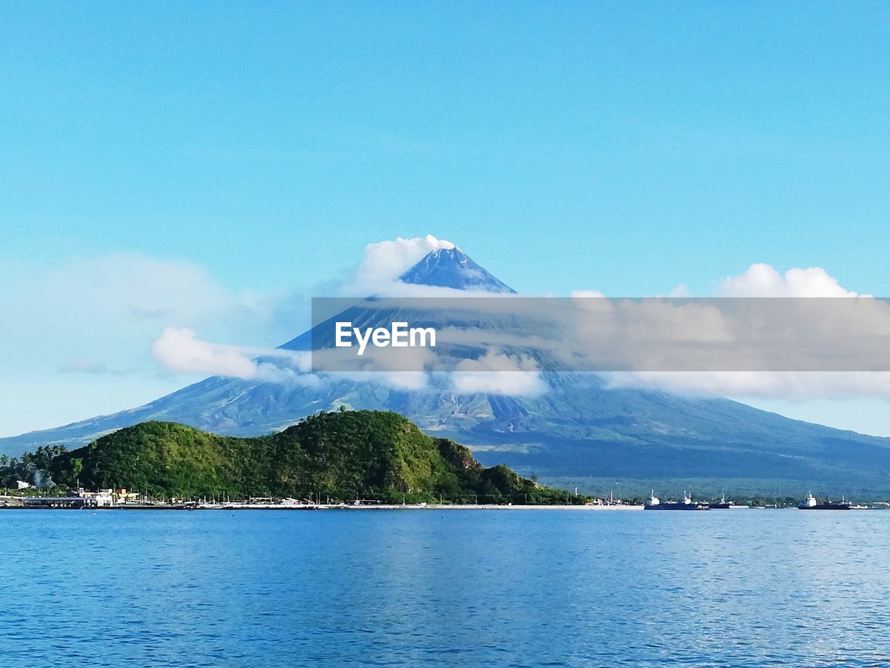 View of volcanic mountain under a clear sky