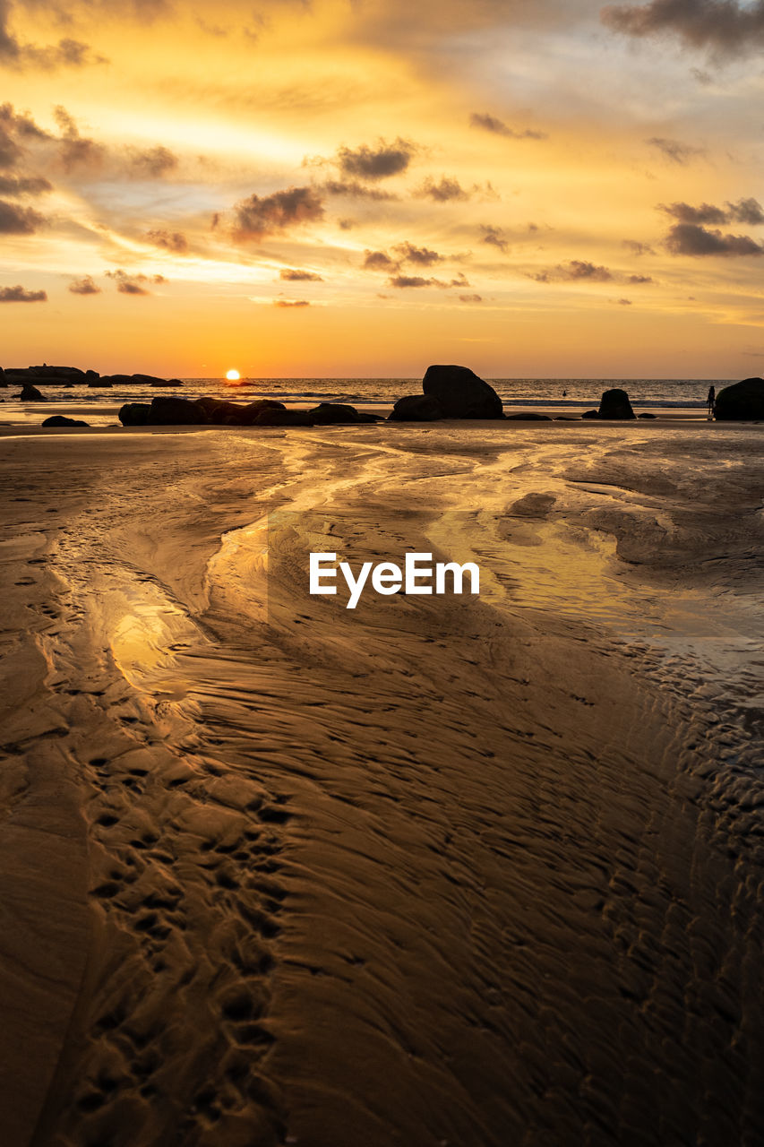 SCENIC VIEW OF BEACH DURING SUNSET