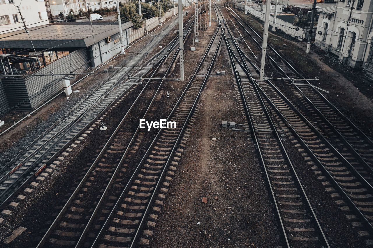 High angle view of railroad tracks