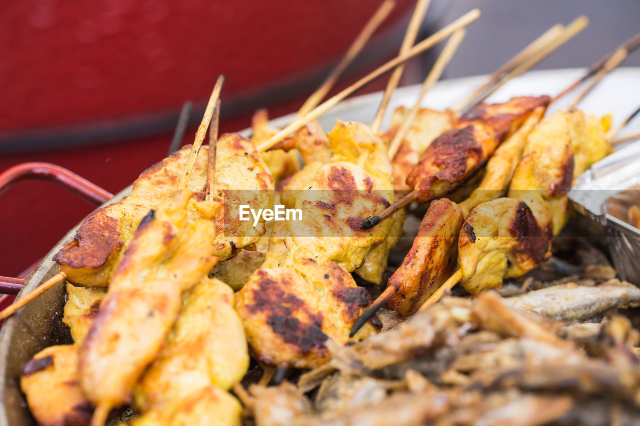 CLOSE-UP OF SERVING MEAT ON PLATE