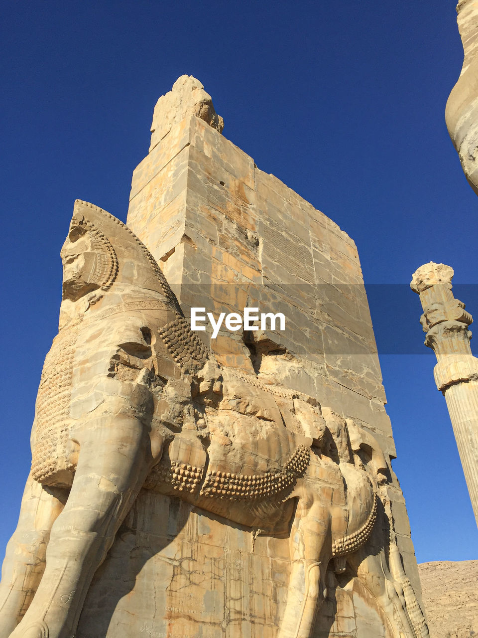 Low-angle view of the statue against clear sky