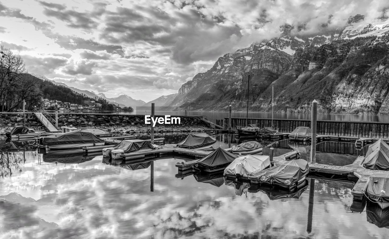 SCENIC VIEW OF LAKE AGAINST MOUNTAINS
