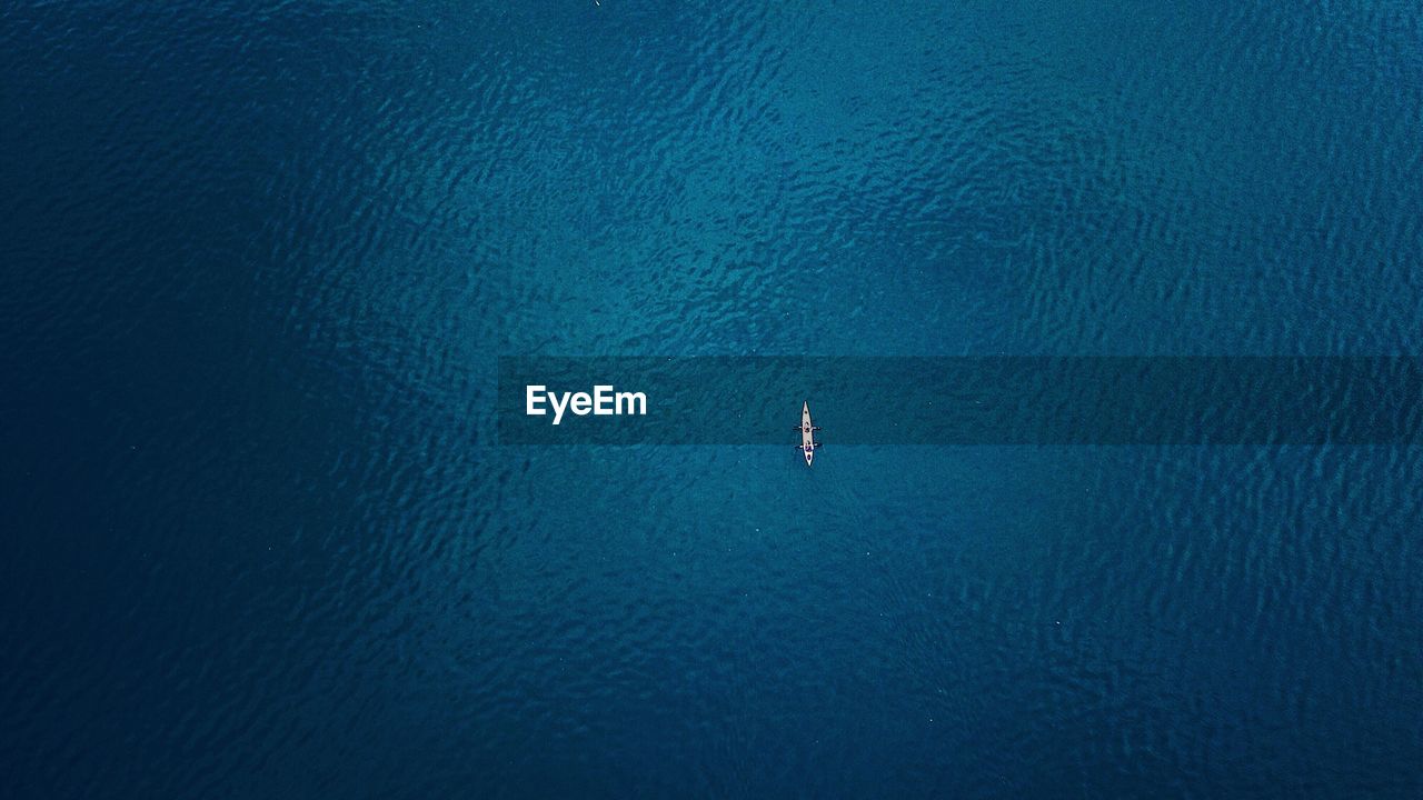 High angle view of sailboat in sea