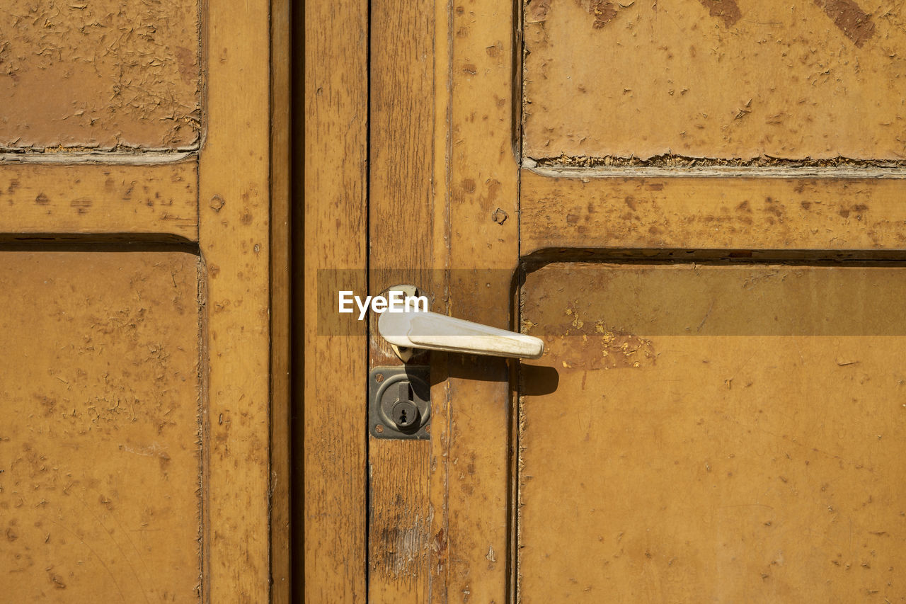 Door handle in vintage door.