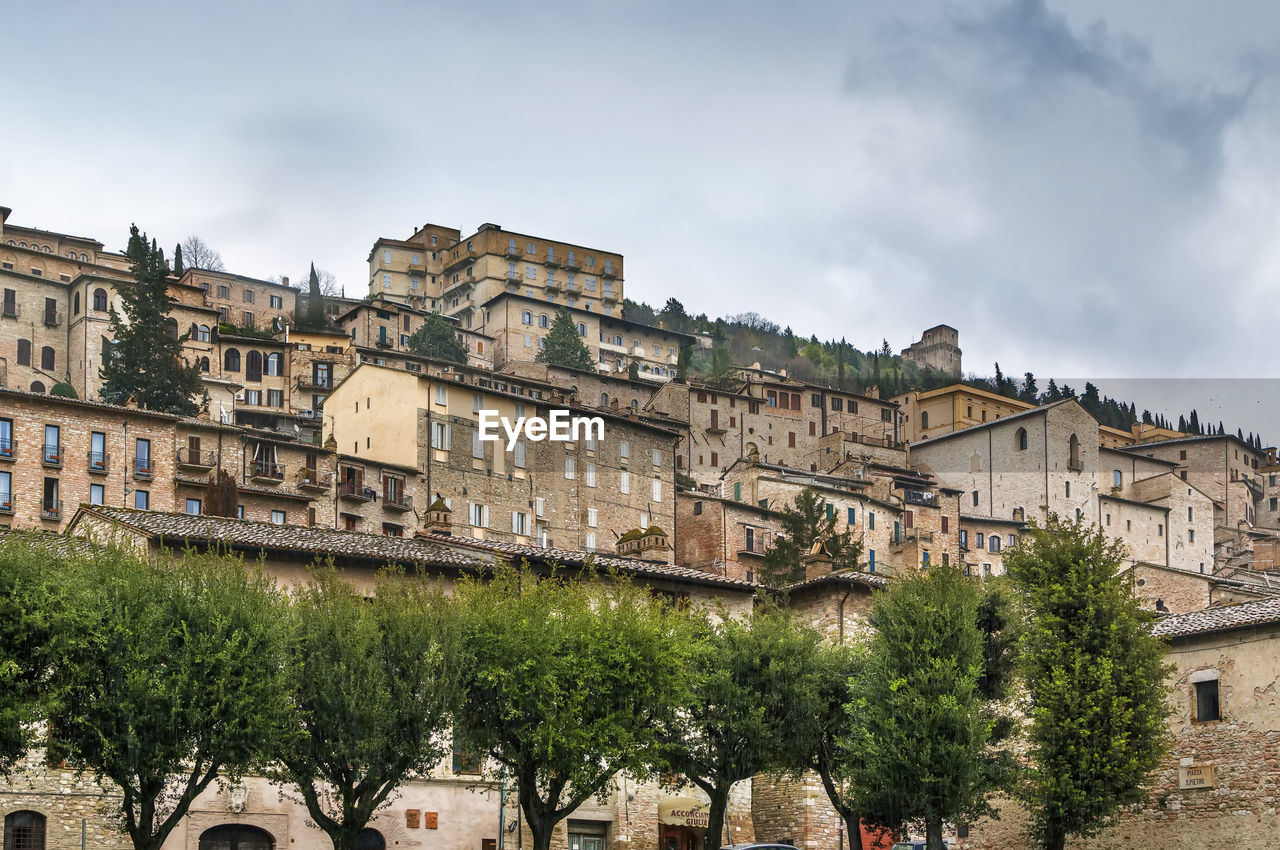 View of historical center of assisi, italy