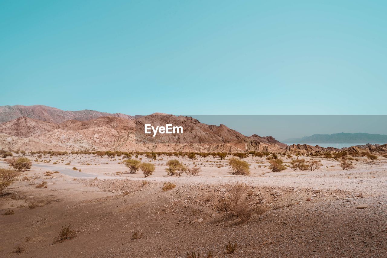 VIEW OF DESERT AGAINST CLEAR SKY