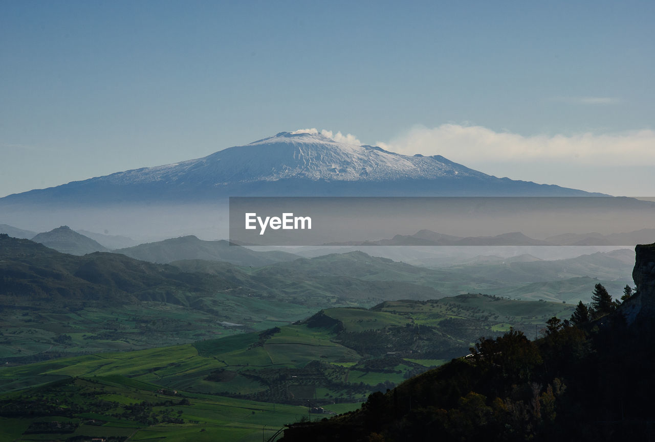 Scenic view of mountains against sky