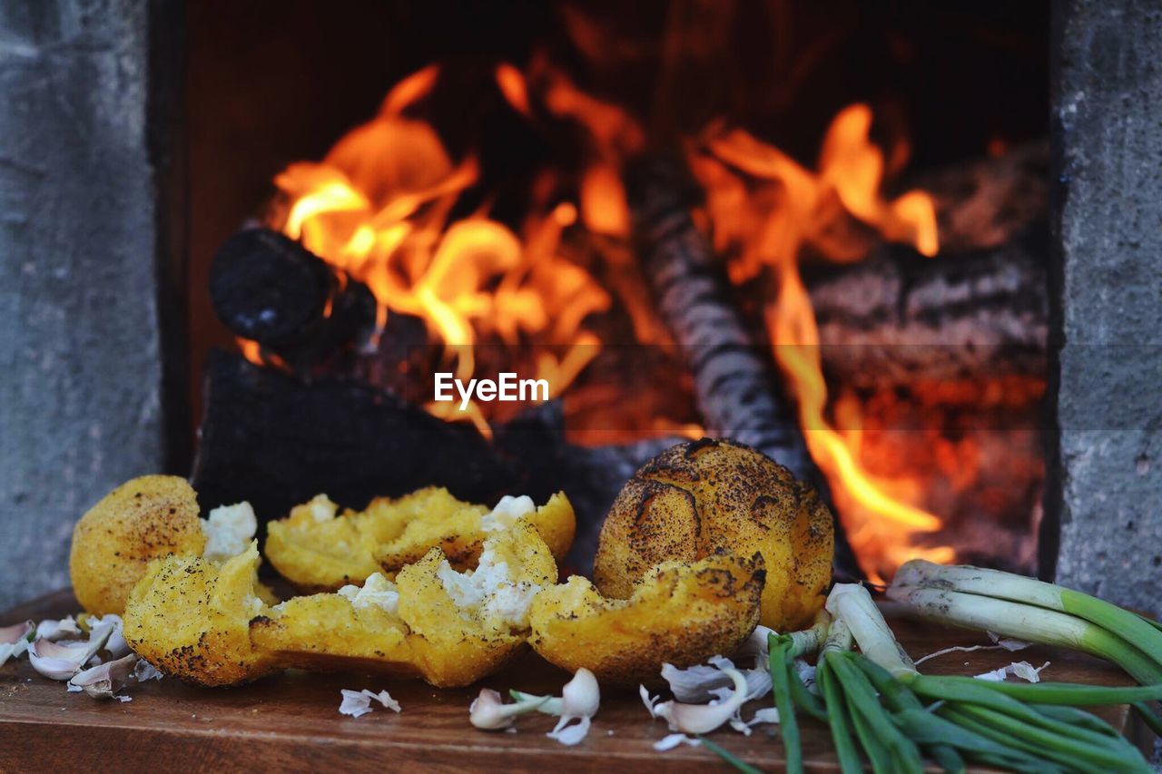 Close-up of grilled polenta