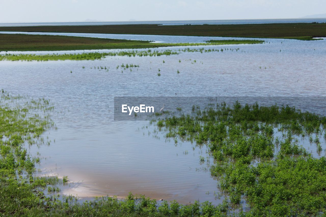 SCENIC VIEW OF LAKE AGAINST LANDSCAPE