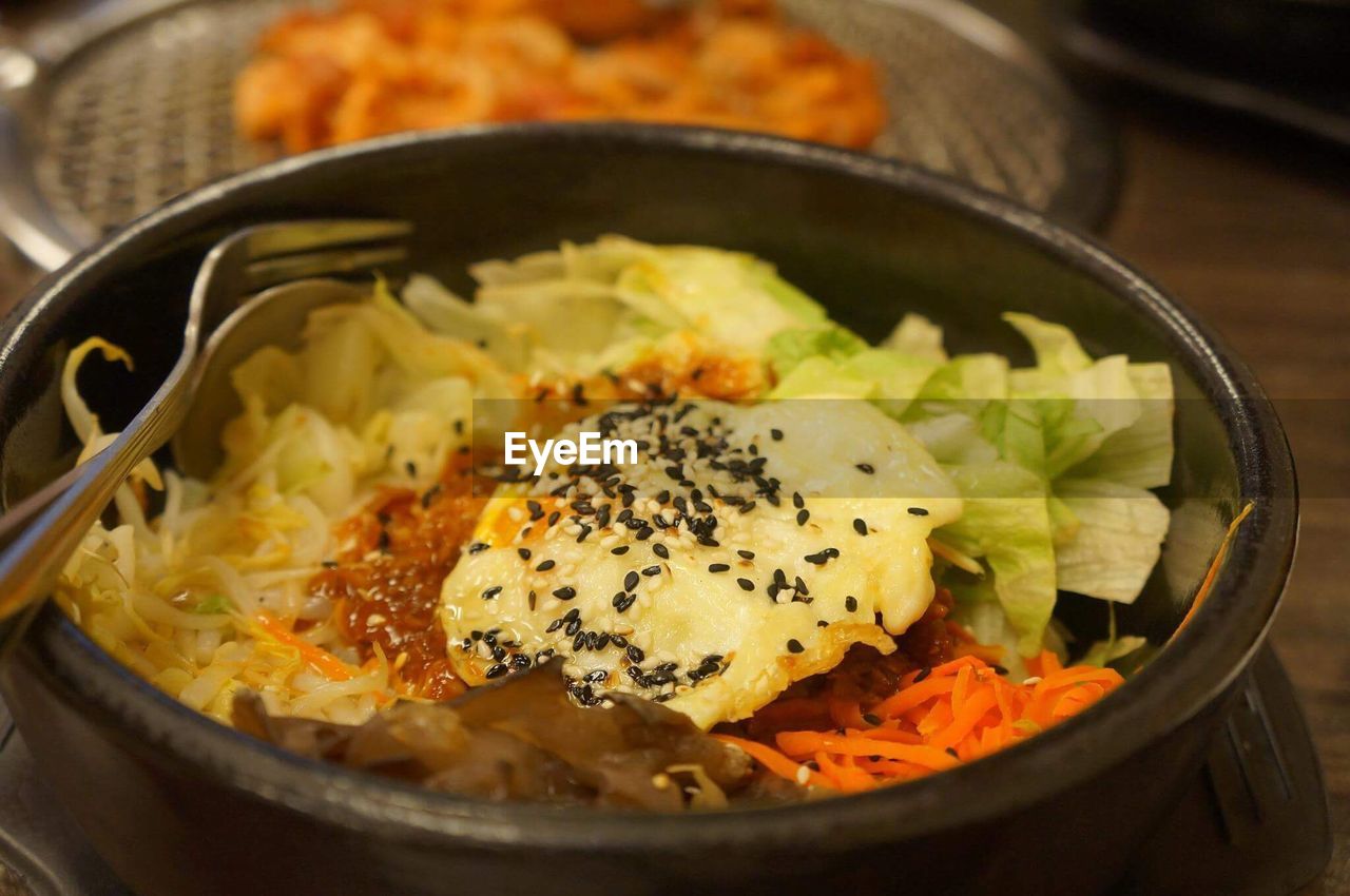 Food in bowl on table