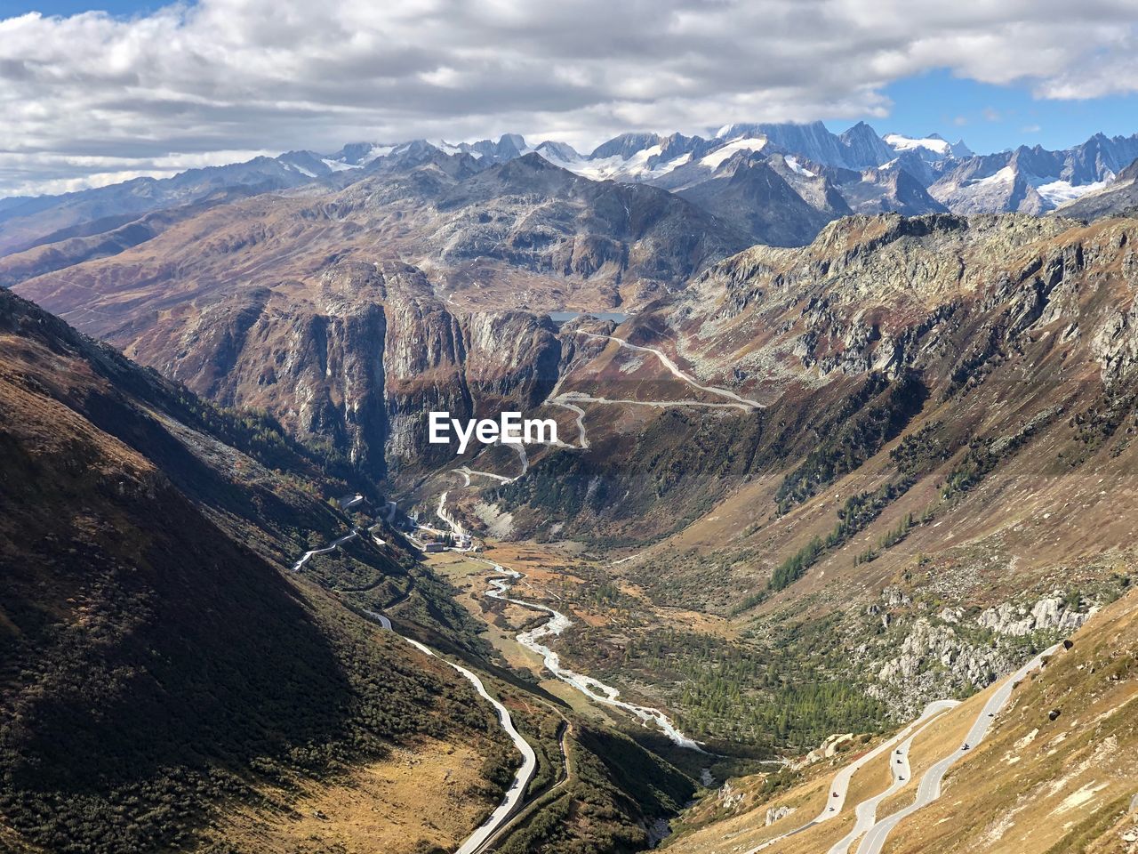 High angle view of road passing through valley