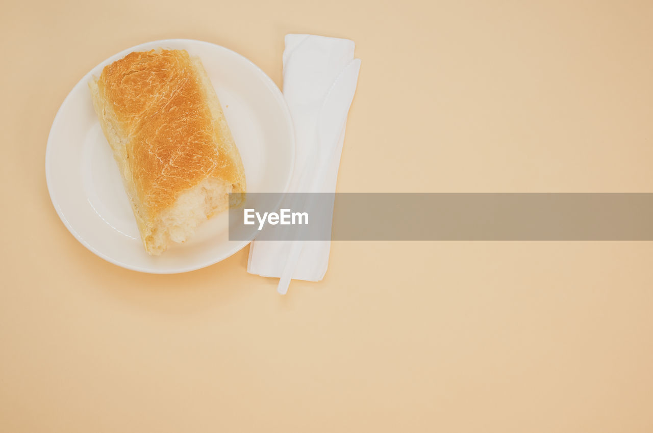 High angle view of breakfast on table