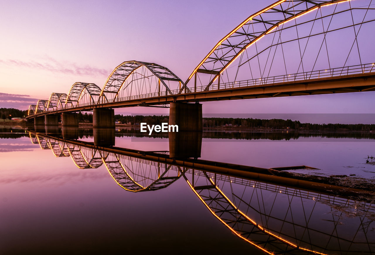 Bridge over river during sunset