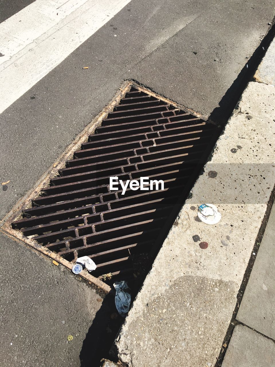 High angle view of manhole