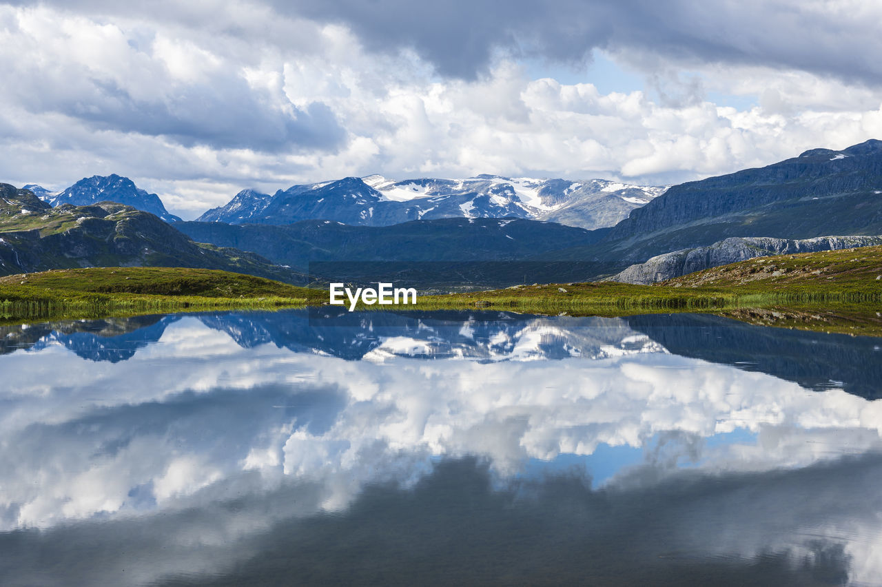 Beautiful mountain landscape reflecting in lake