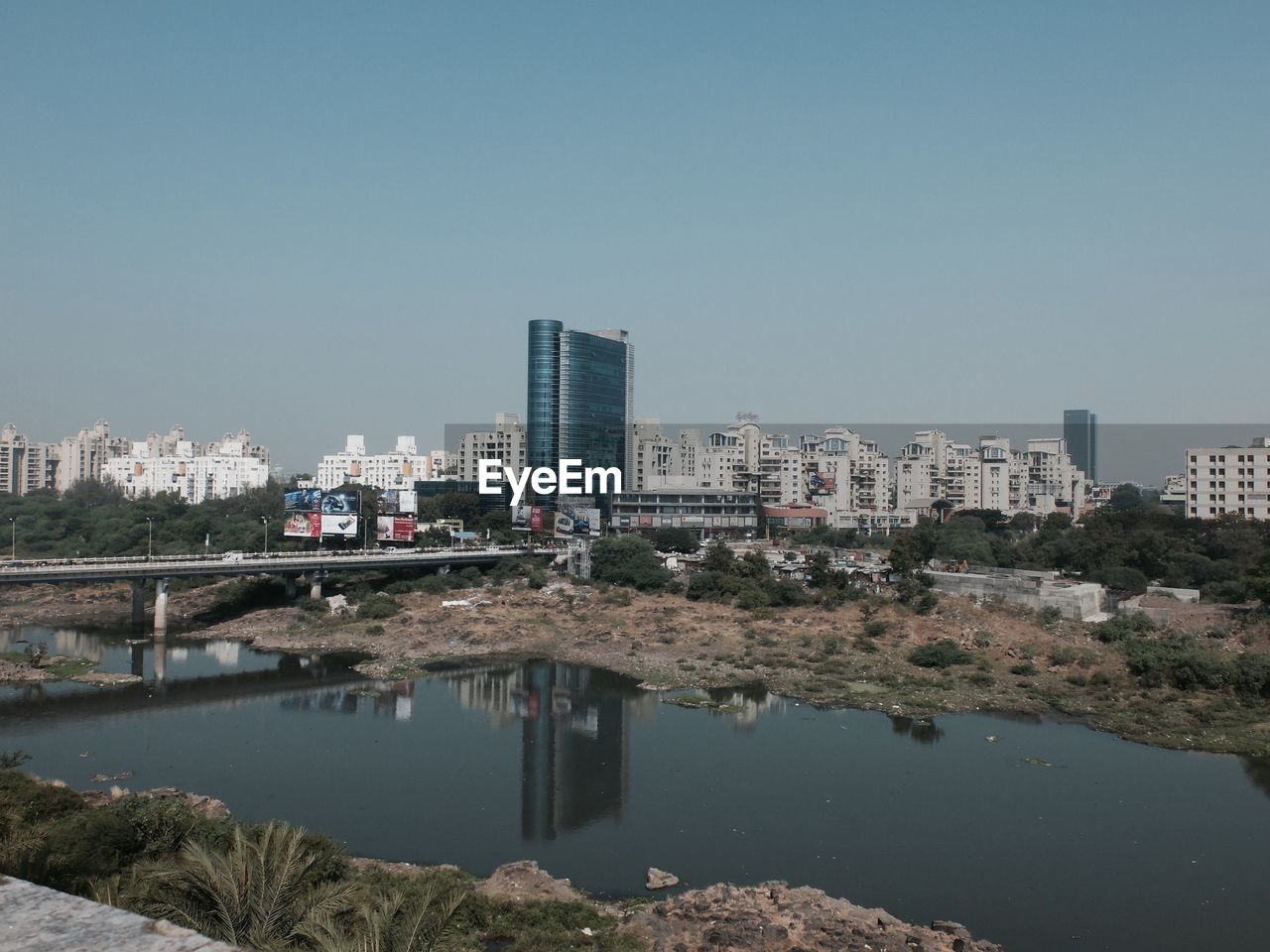 Reflection of buildings in river