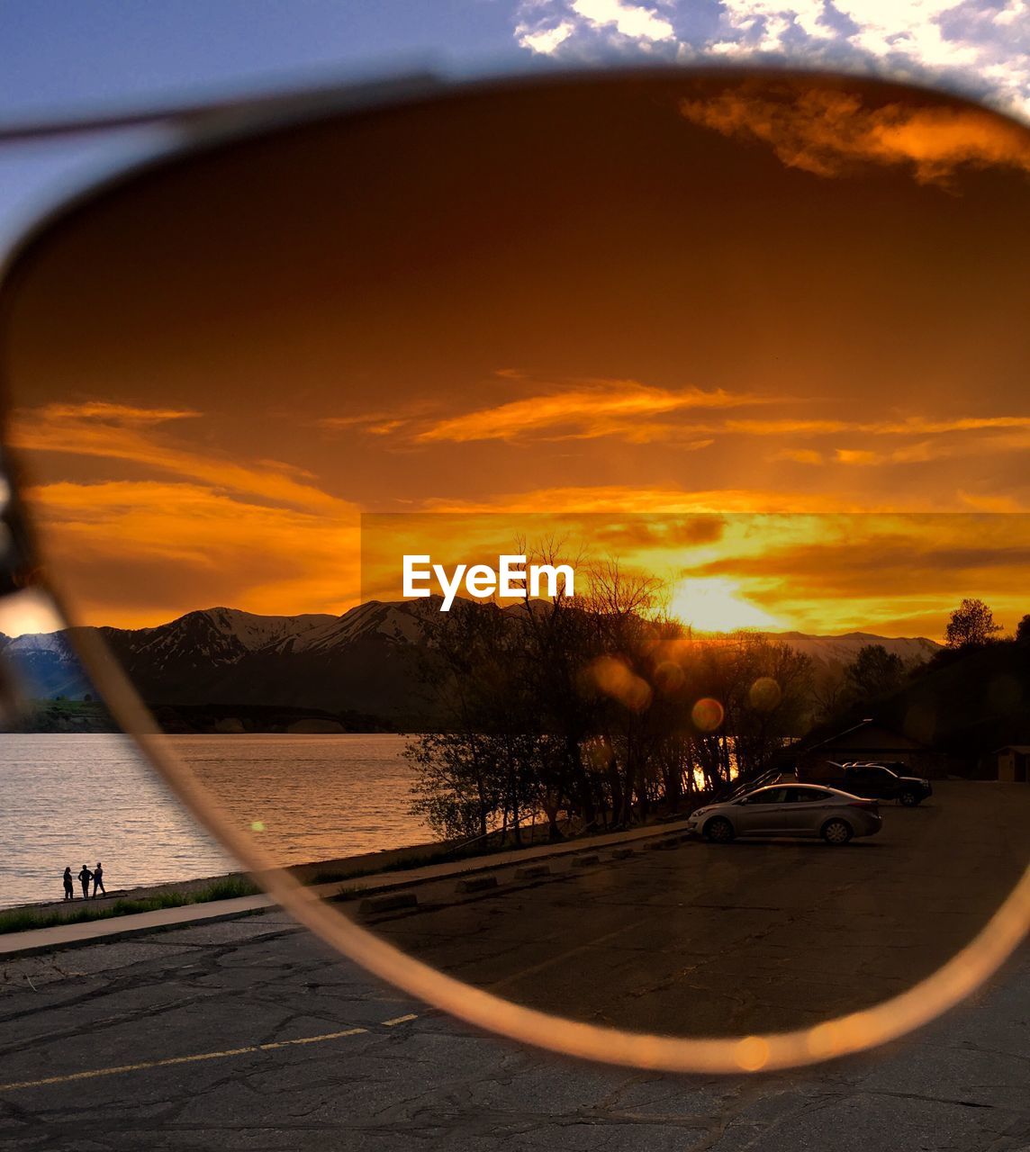 Scenic view of mountains against sky during sunset