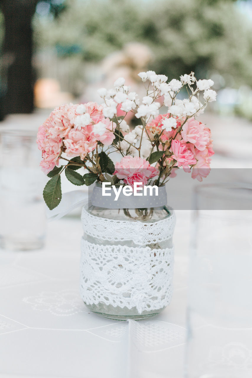 Flowers in vase on table