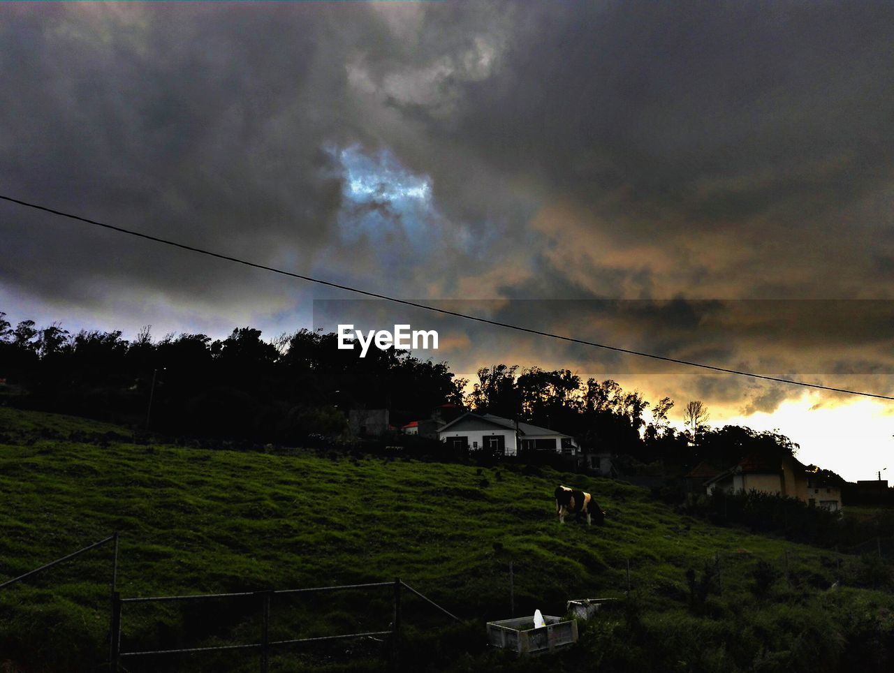 VIEW OF FIELD AGAINST CLOUDY SKY