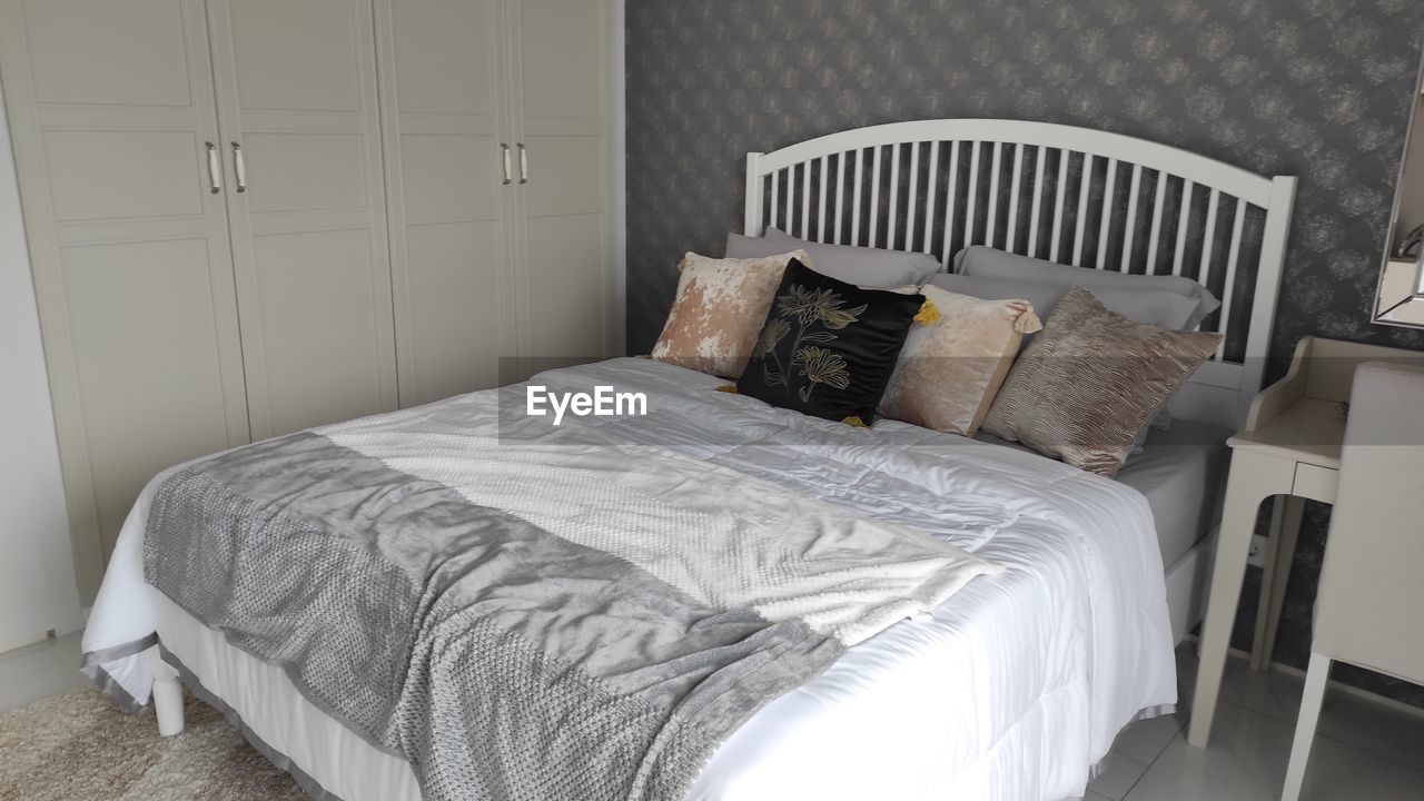 Tilt image of bed at home